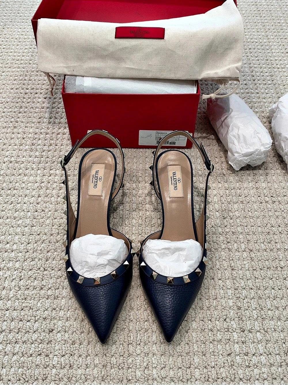 Valentino Rockstud Slingback Heels in Blue EU 39